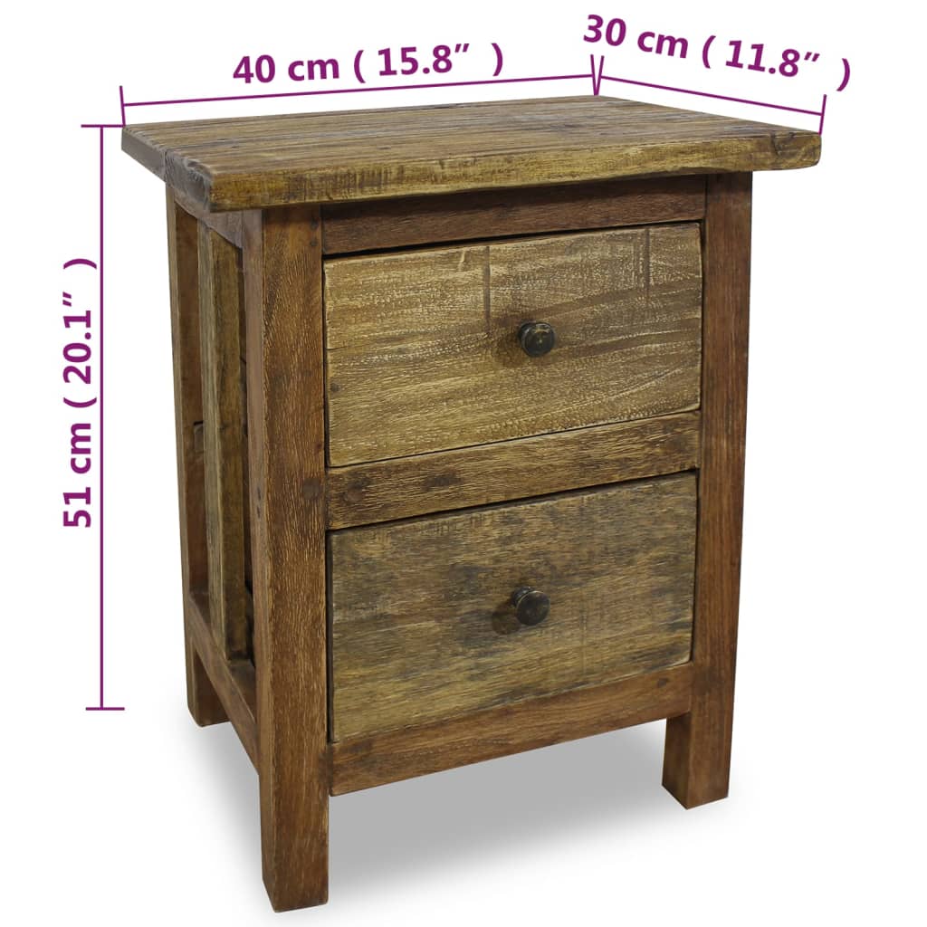 vidaXL Noční stolek, masivní recyklované dřevo, 40 x 30 x 51 cm
