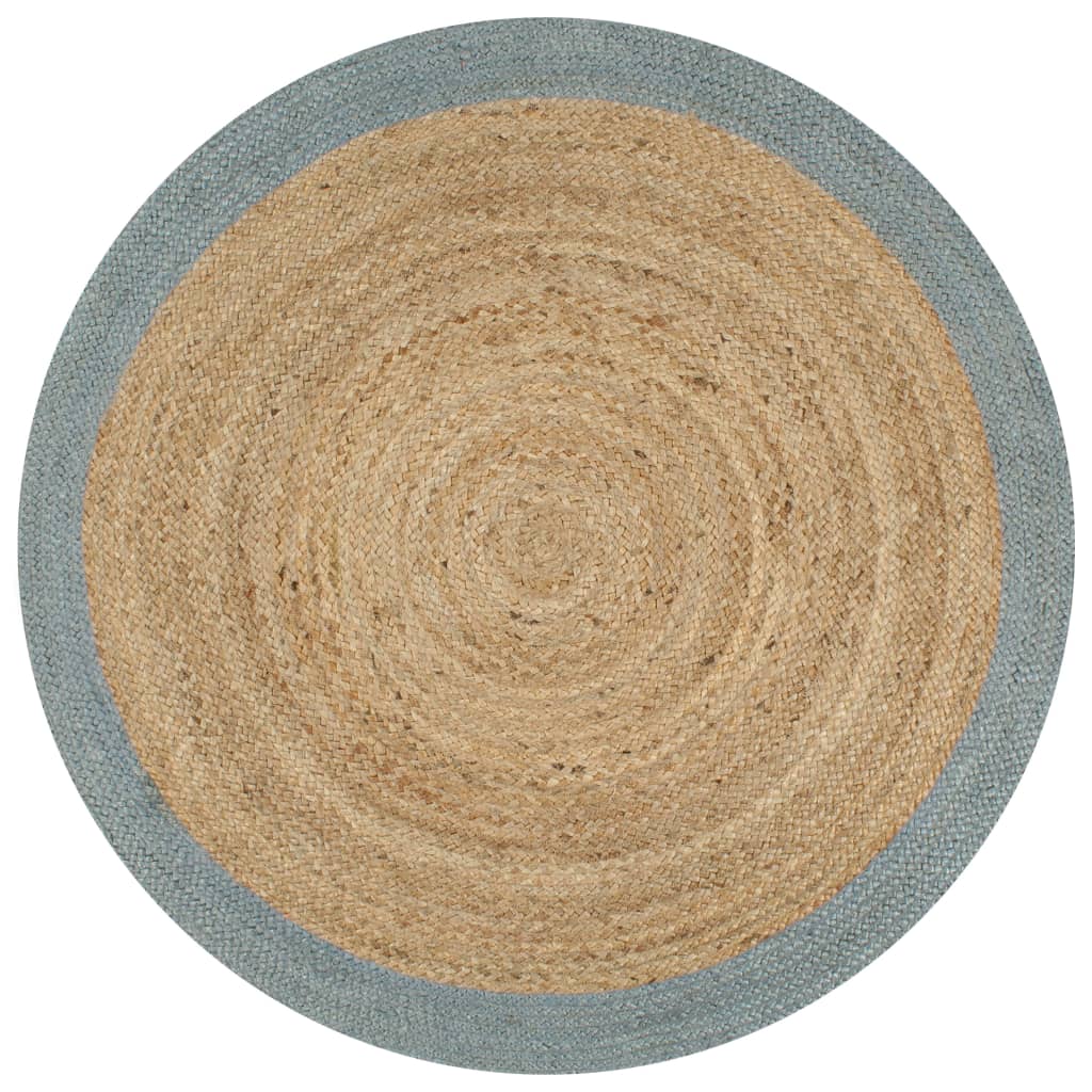 vidaXL Ručně vyrobený koberec z juty s olivově zeleným okrajem 120 cm