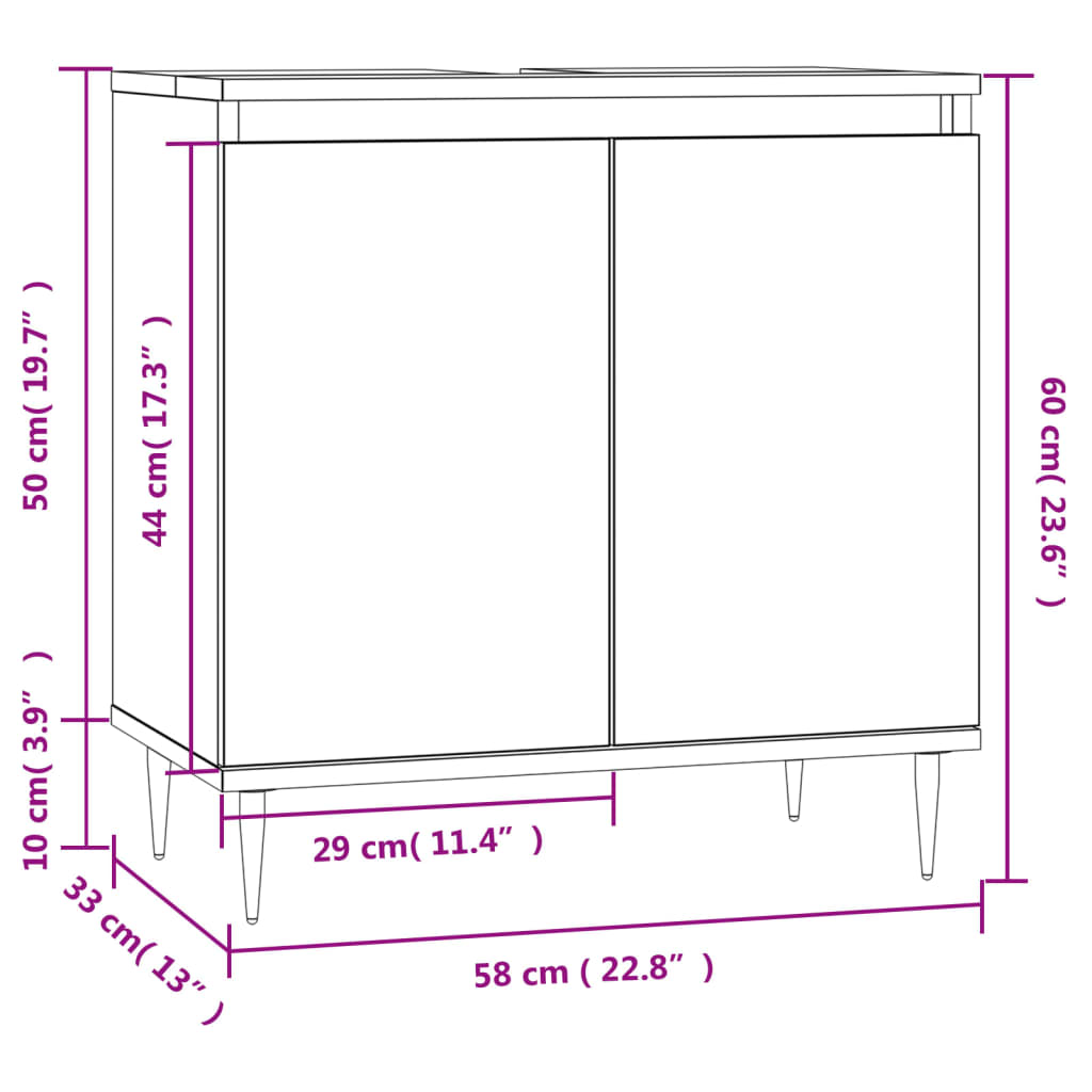 vidaXL Koupelnová skříňka dub sonoma 58 x 33 x 60 cm kompozitní dřevo