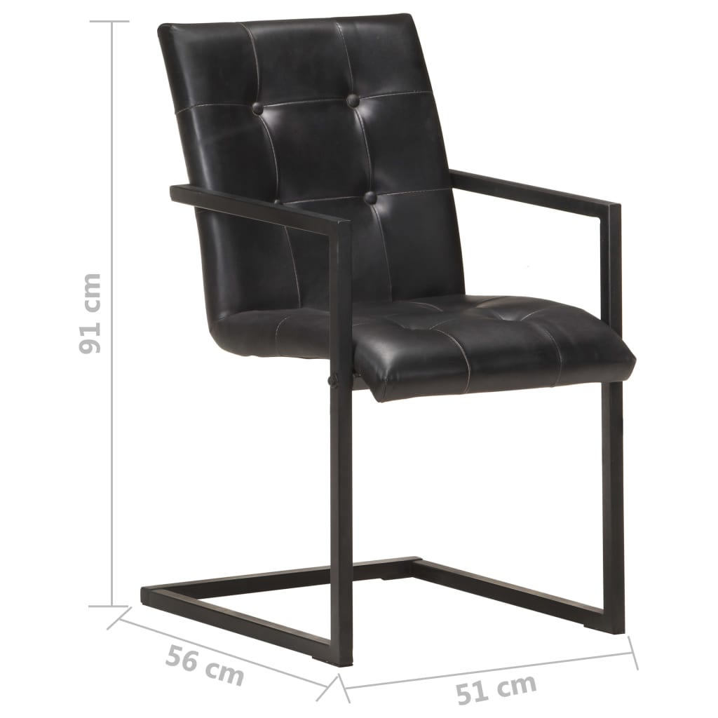 vidaXL Konzolové jídelní židle 6 ks černé pravá kůže