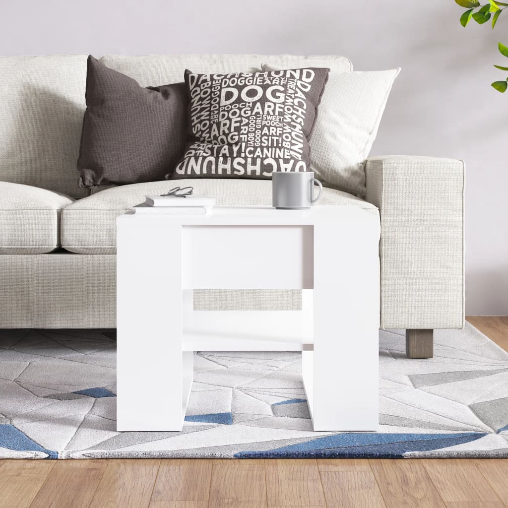 vidaXL Konferenční stolek lesklý bílý 55,5x55x45 cm kompozitní dřevo