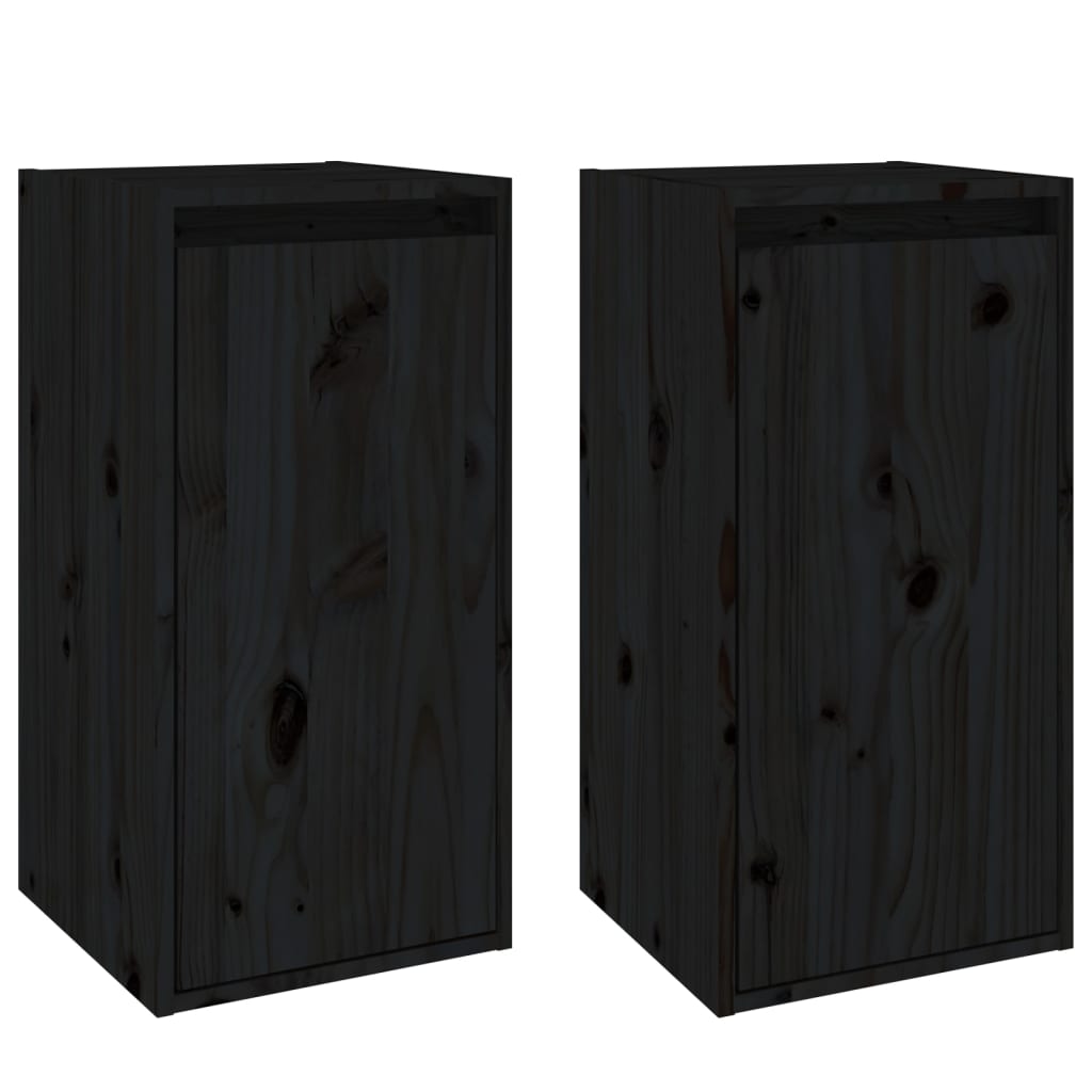 vidaXL Nástěnné skříňky 2 ks černé 30 x 30 x 60 cm masivní borovice