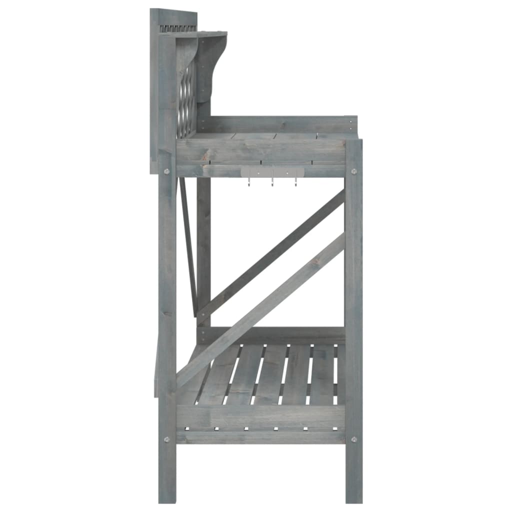 vidaXL Přesazovací stolek s treláží šedý masivní jedlové dřevo
