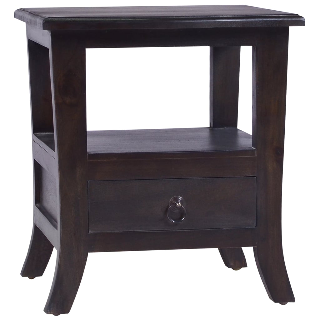 vidaXL Noční stolek kávově černý 40x40x45 cm masivní mahagonové dřevo