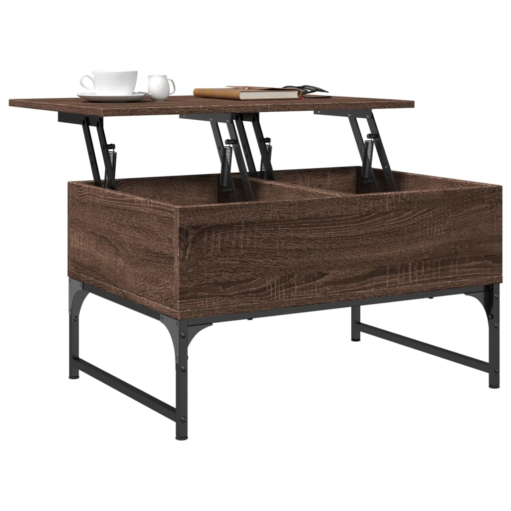 vidaXL Konferenční stolek hnědý dub 70x50x40 cm kompozitní dřevo a kov