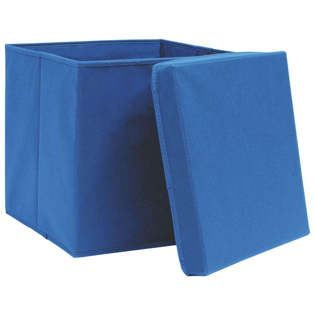 vidaXL Úložné boxy s víky 4 ks 28 x 28 x 28 cm modré