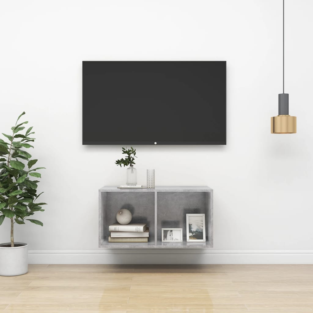 vidaXL Nástěnná TV skříňka betonově šedá 37 x 37 x 72 cm dřevotříska