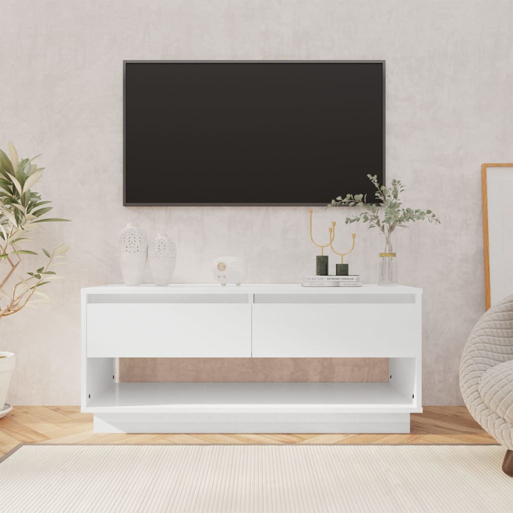 vidaXL TV stolek bílý s vysokým leskem 102 x 41 x 44 cm dřevotříska