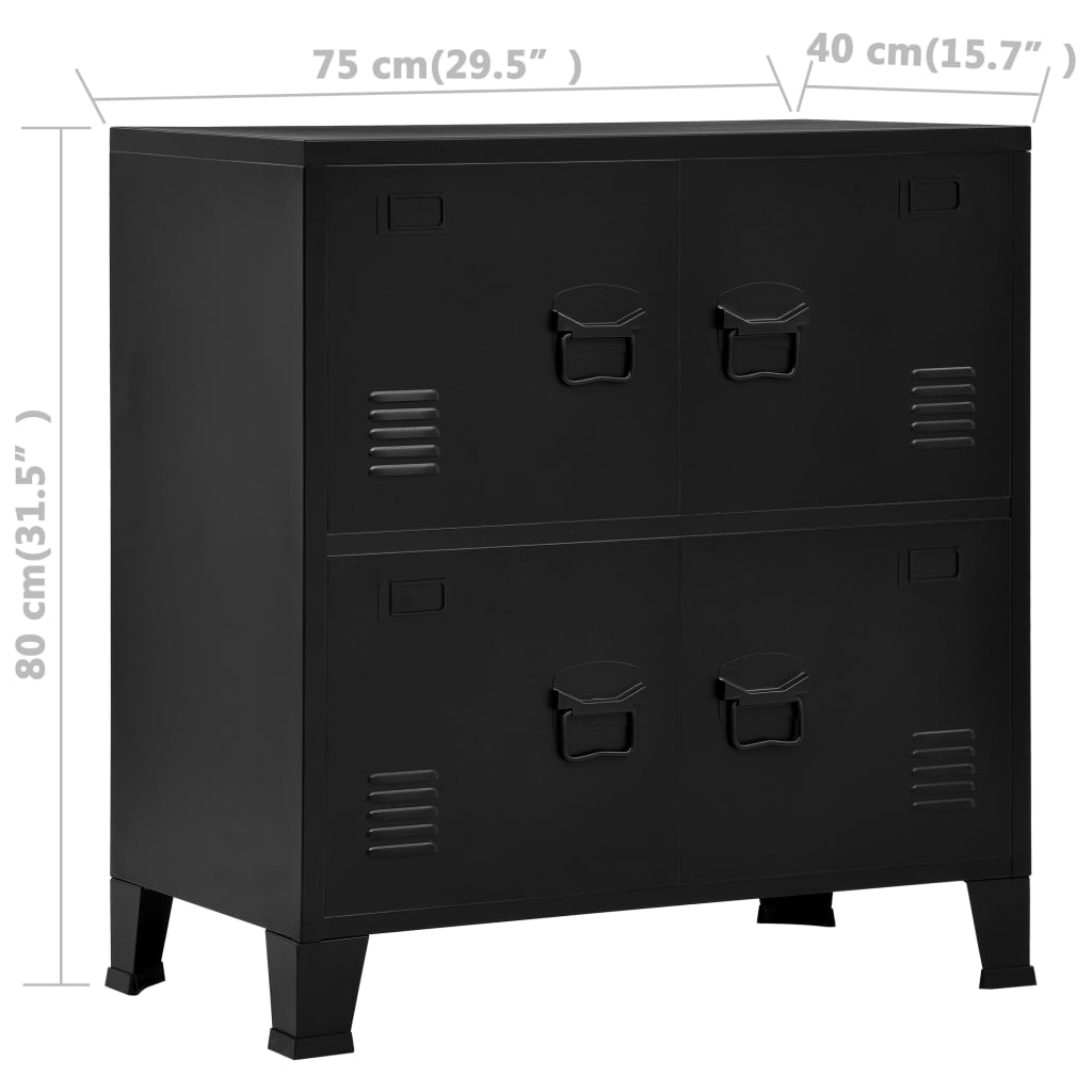vidaXL Industriální úložná skříň černá 75 x 40 x 80 cm ocel