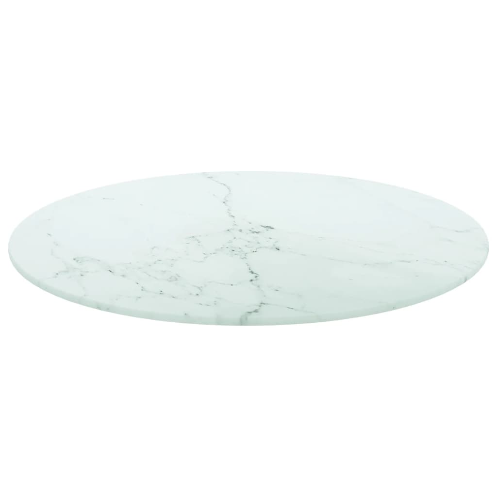 vidaXL Stolní deska bílá Ø 50 x 0,8 cm tvrzené sklo mramorový design