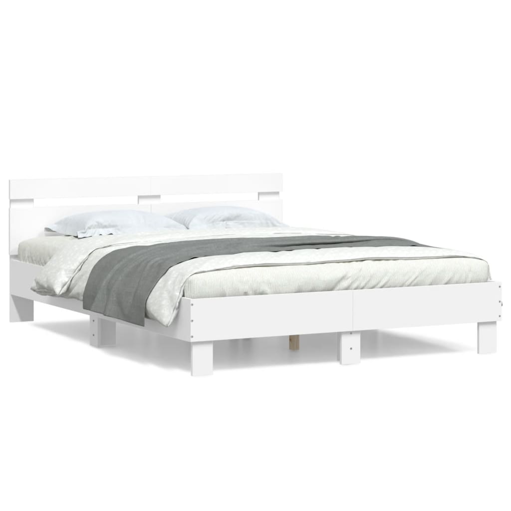 vidaXL Rám postele s čelem bílý 150 x 200 cm kompozitní dřevo