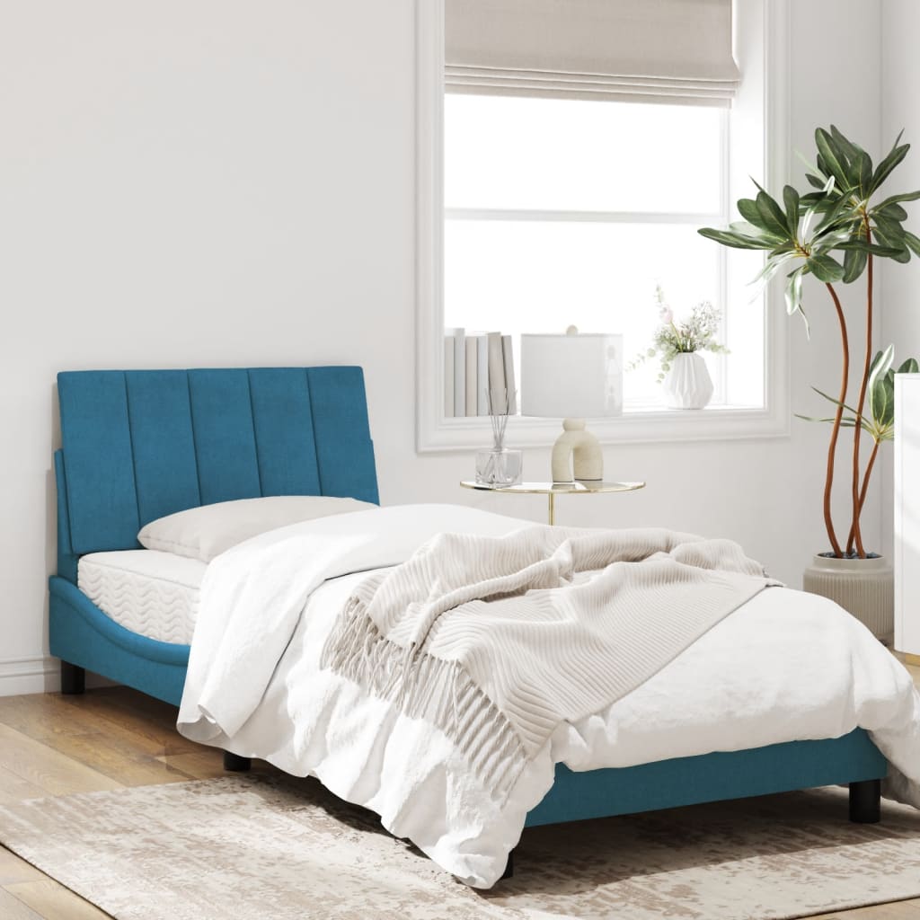 vidaXL Rám postele s čelem modrý 80 x 200 cm samet