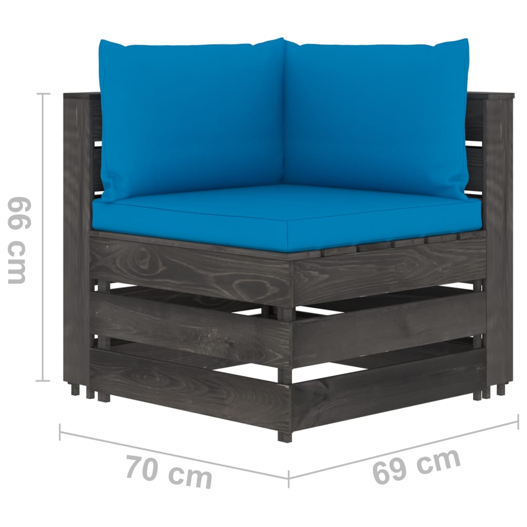vidaXL 8dílná sedací souprava s poduškami šedě impregnované dřevo