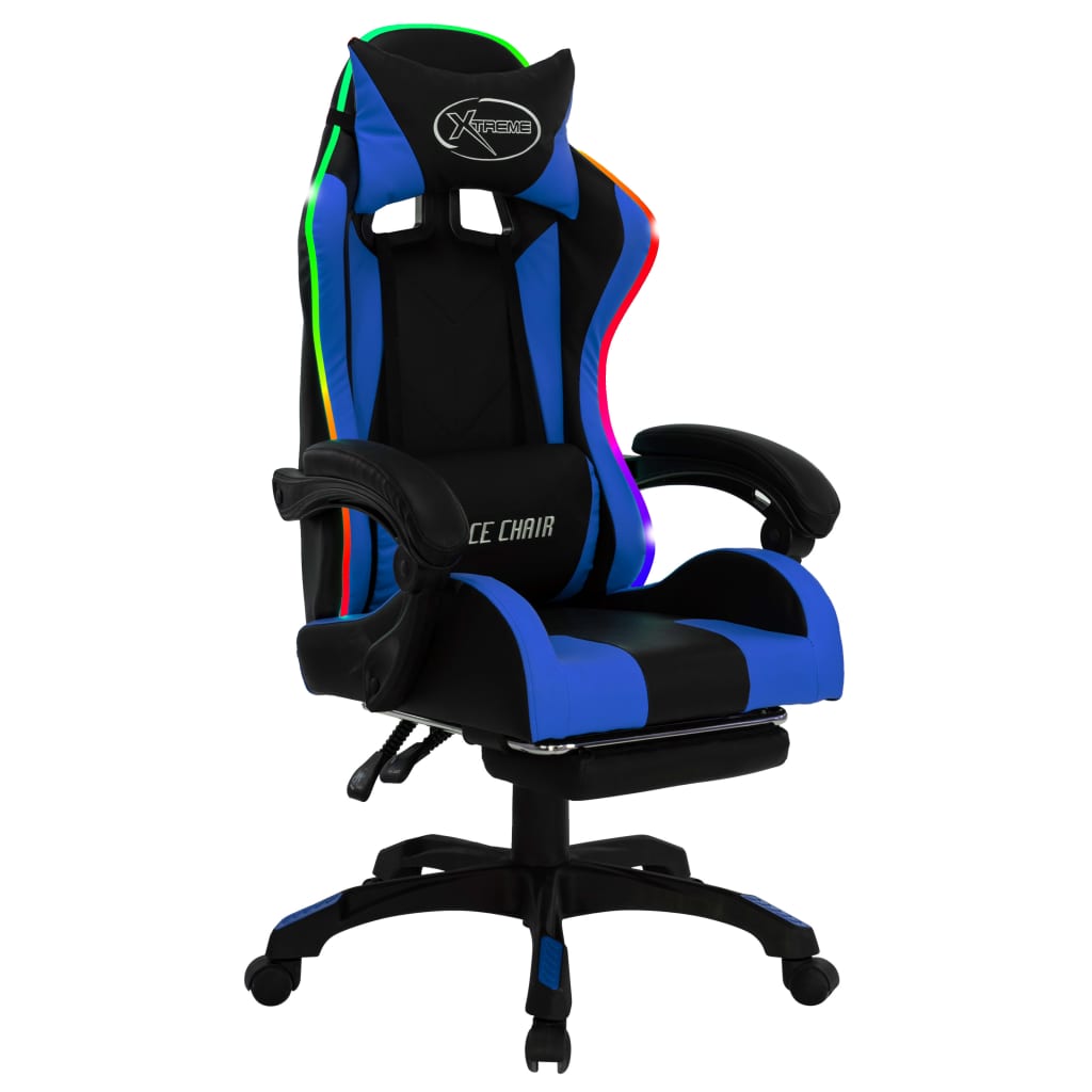 vidaXL Herní židle s RGB LED podsvícením modro-černá faux kůže
