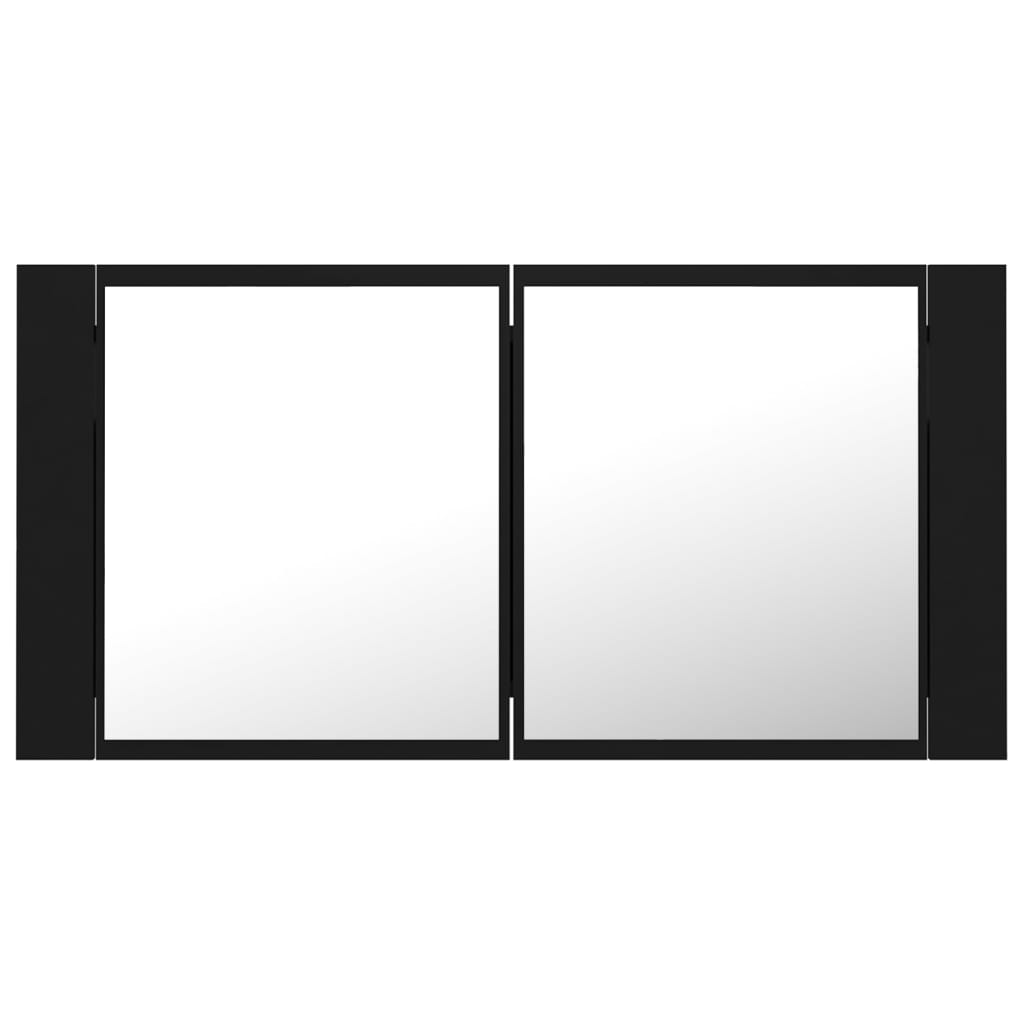 vidaXL LED koupelnová skříňka se zrcadlem černá 90 x 12 x 45 cm akryl