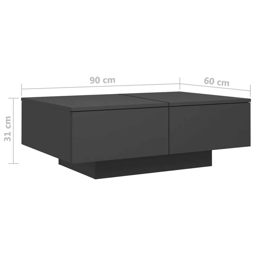 vidaXL Konferenční stolek šedý 90 x 60 x 31 cm dřevotříska