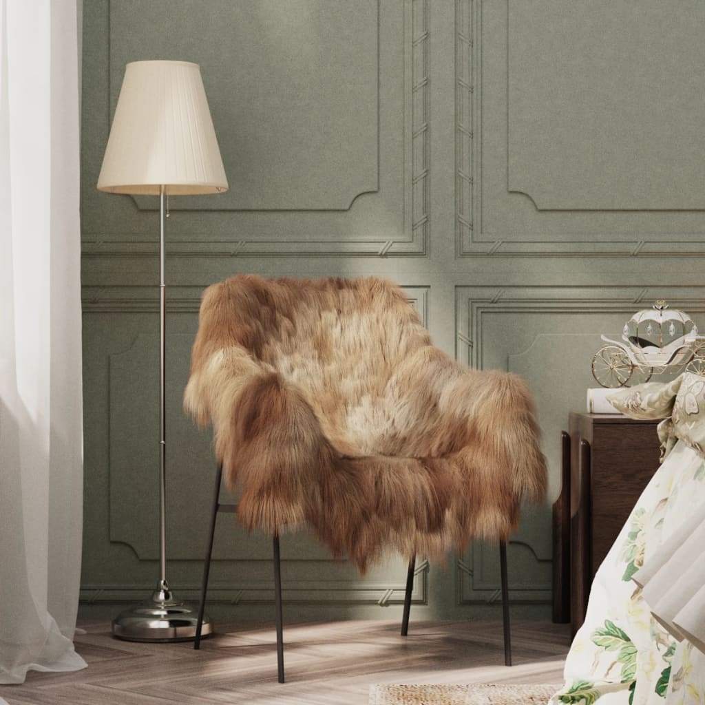 vidaXL Přehoz na židli z islandské ovčí kůže hnědý 70 x 110 cm