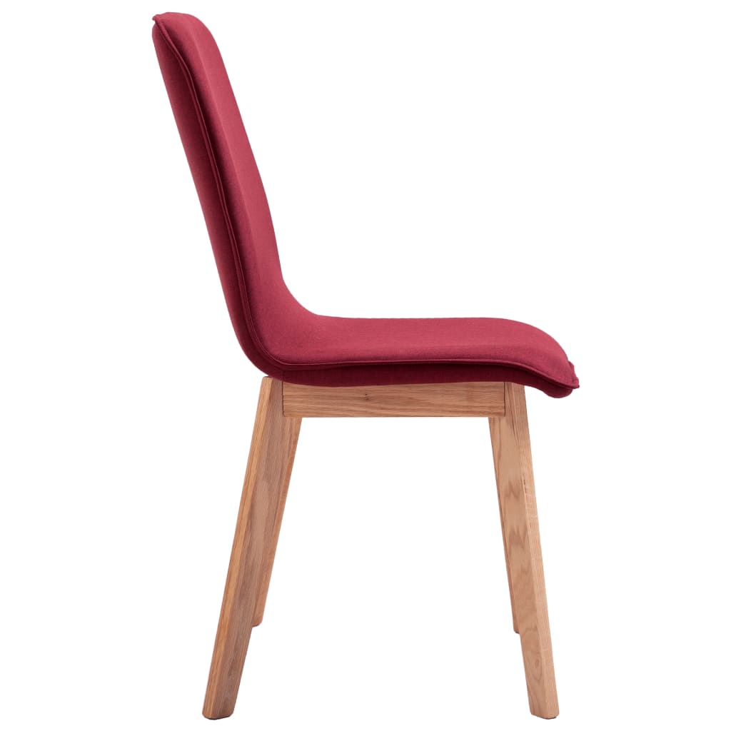 vidaXL Jídelní židle 6 ks červené textil a masivní dubové dřevo