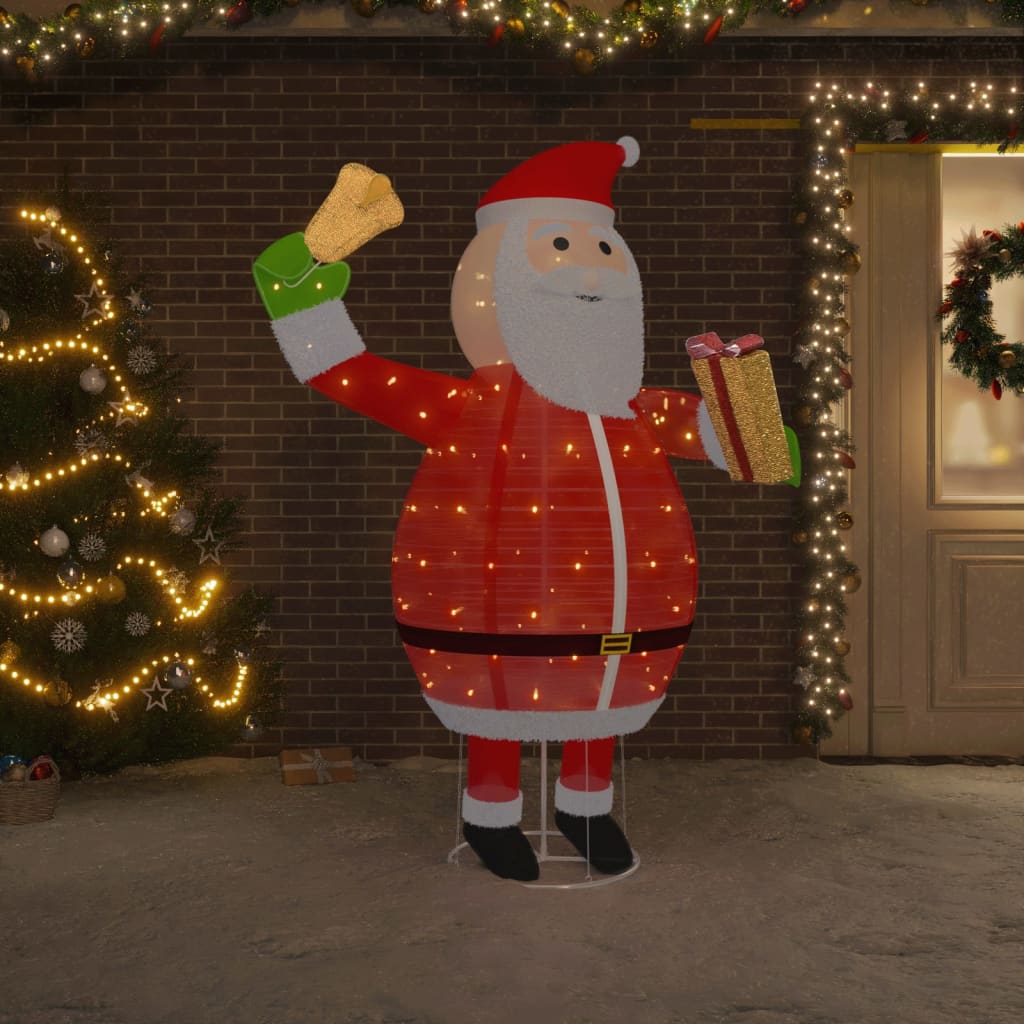 vidaXL Dekorativní vánoční Santa Claus s LED luxusní tkanina 180 cm