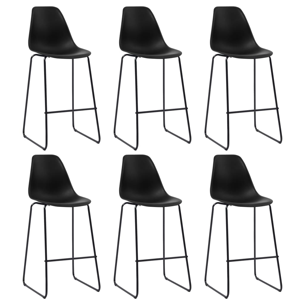 vidaXL Barové židle 6 ks černé plast