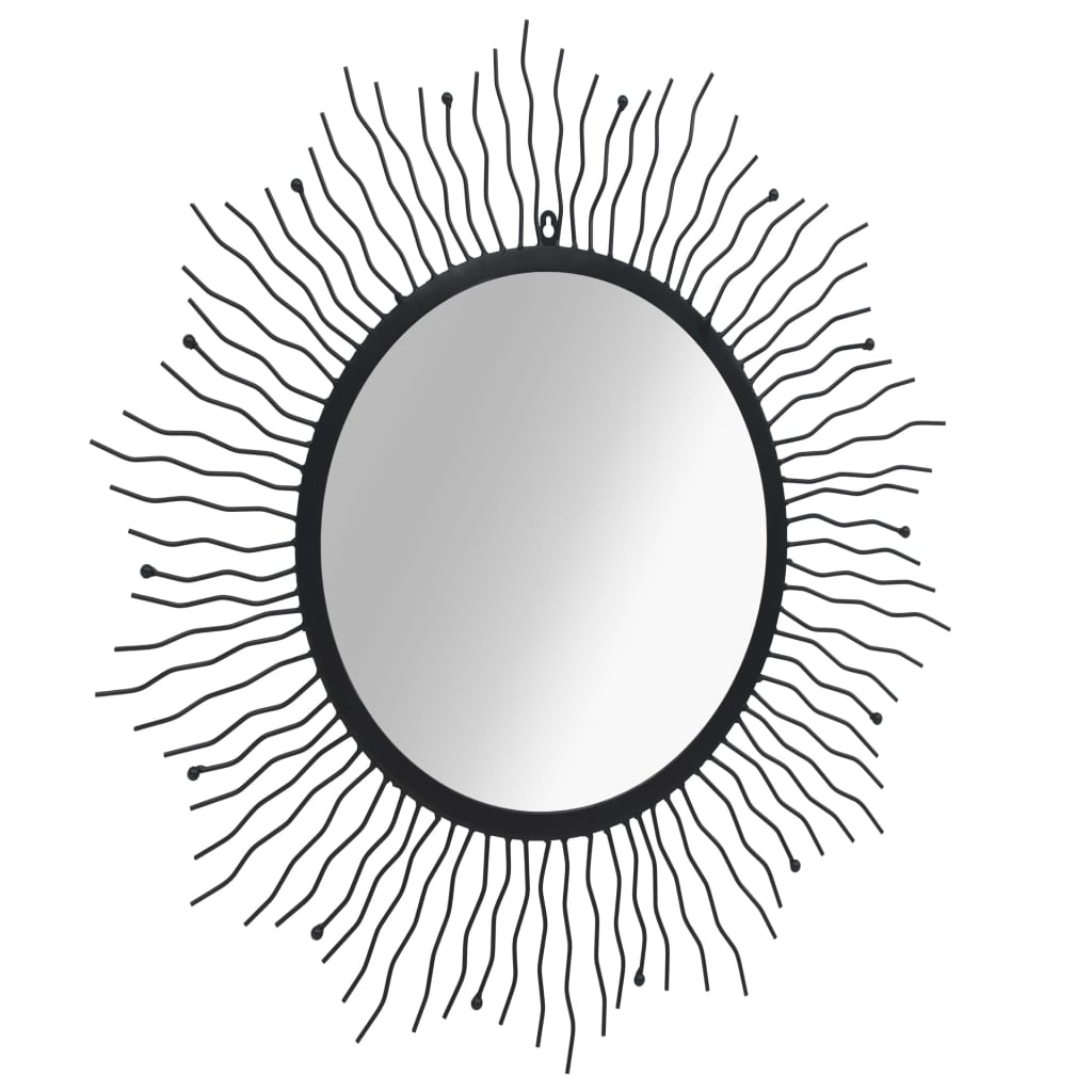 vidaXL Nástěnné zrcadlo Zářící slunce 80 cm černé