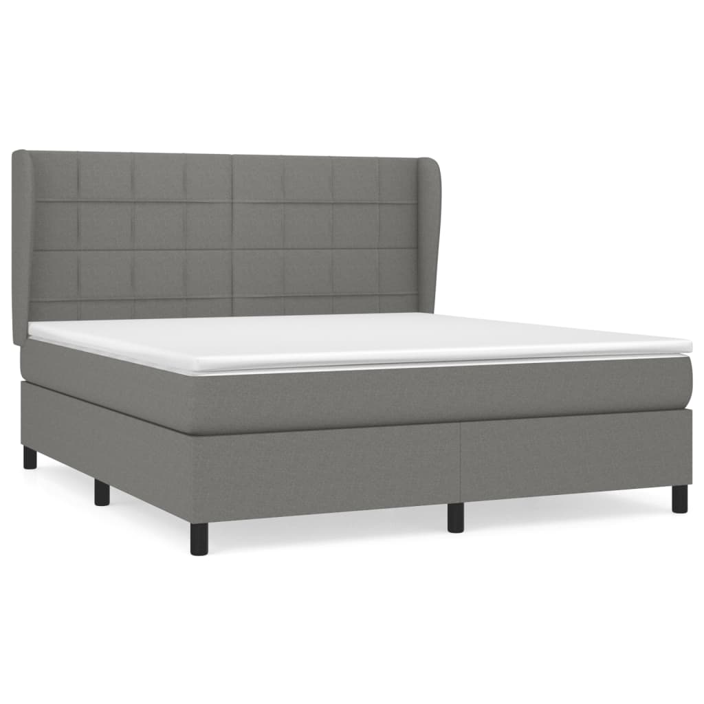 vidaXL Box spring postel s matrací tmavě šedá 180x200 cm textil