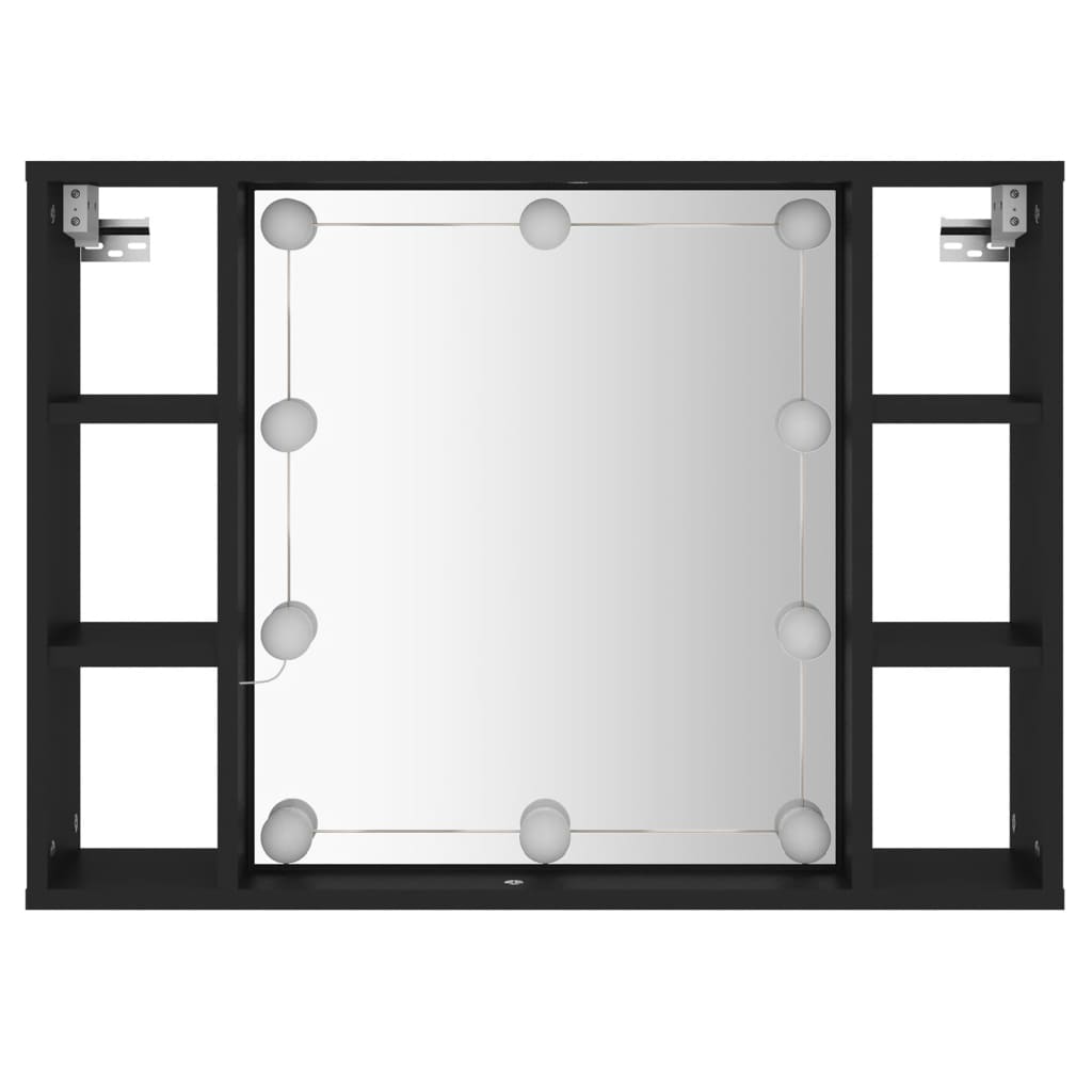 vidaXL Zrcadlová skříňka s LED černá 76 x 15 x 55 cm