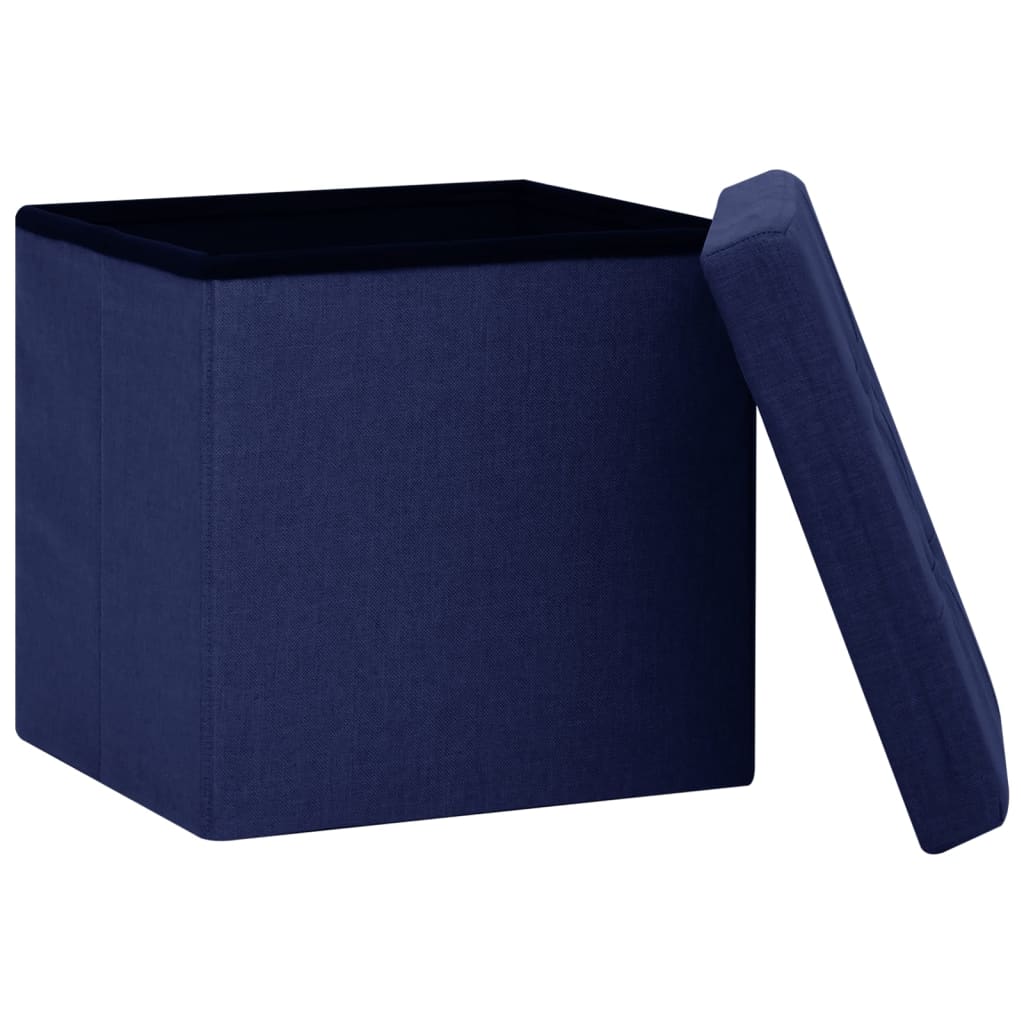 vidaXL Skládací úložná stolička modrá umělý len
