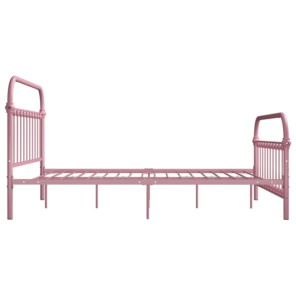 vidaXL Rám postele růžový kov 120 x 200 cm