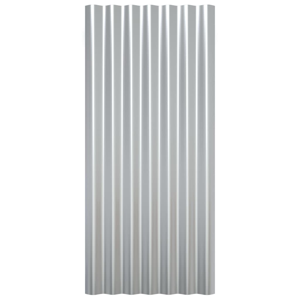 vidaXL Střešní panely 12 ks práškově lakovaná ocel stříbrné 80 x 36 cm