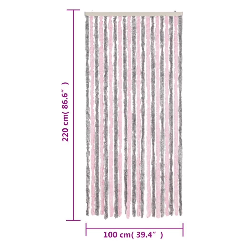 vidaXL Závěs proti hmyzu stříbrošedý a růžový 100 x 220 cm žinylka