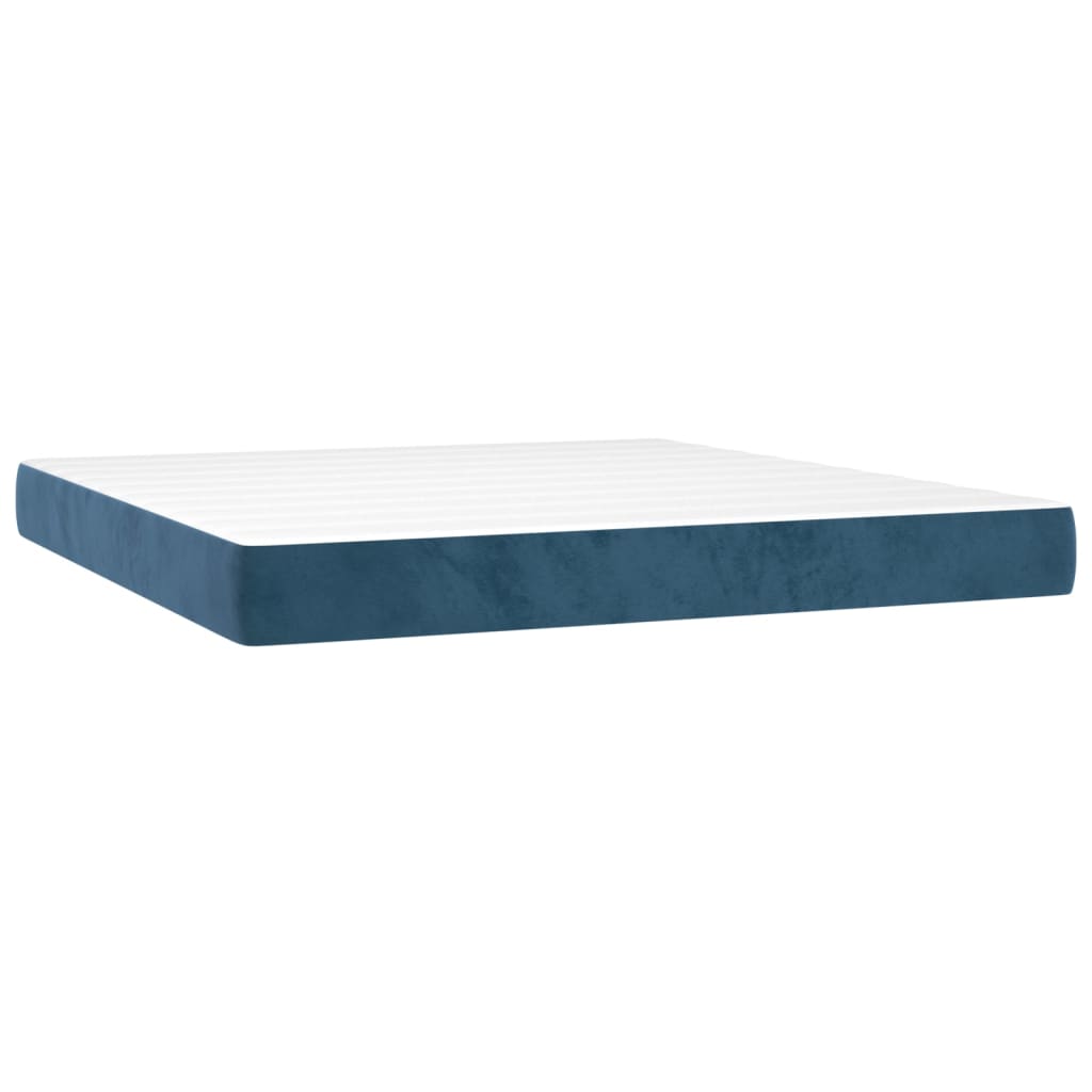 vidaXL Box spring postel s matrací a LED tmavě modrá 180x200 cm samet