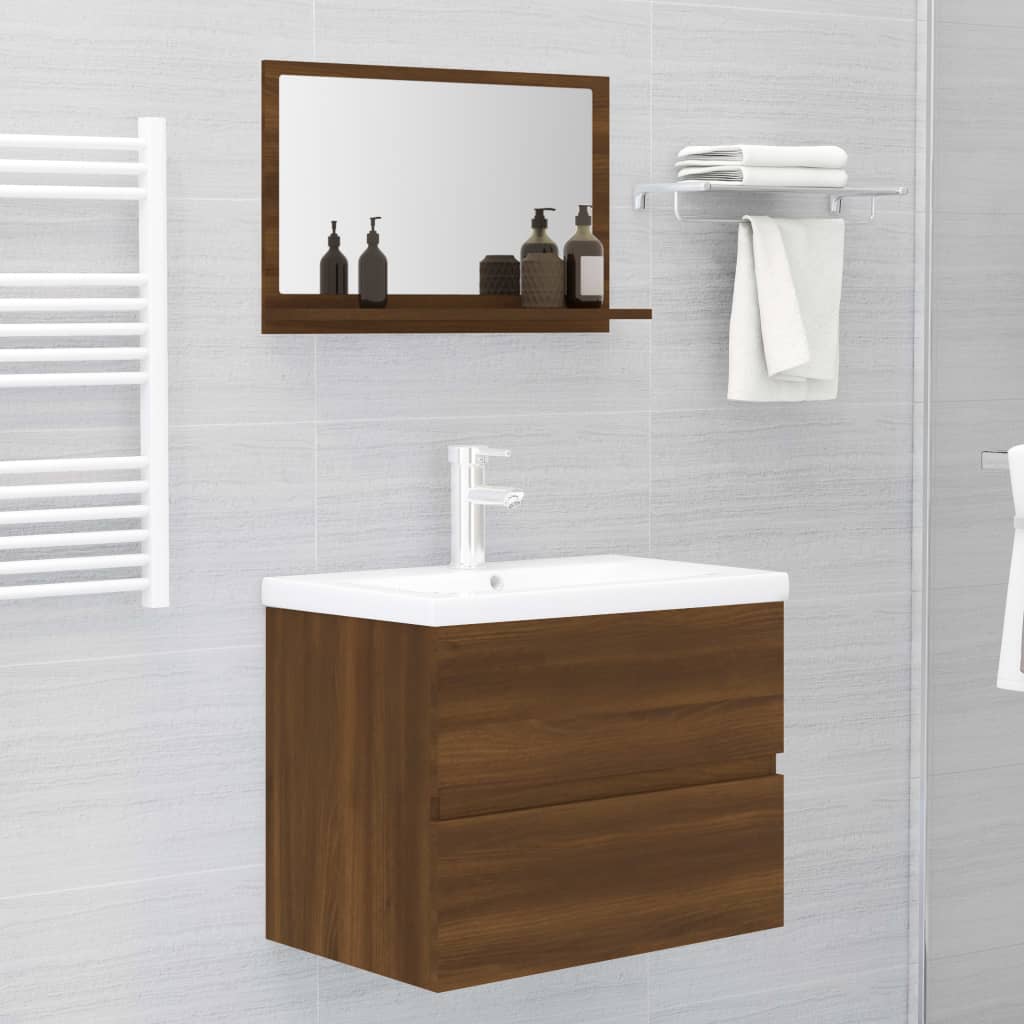 vidaXL Koupelnové zrcadlo hnědý dub 60x10,5x37 cm kompozitní dřevo
