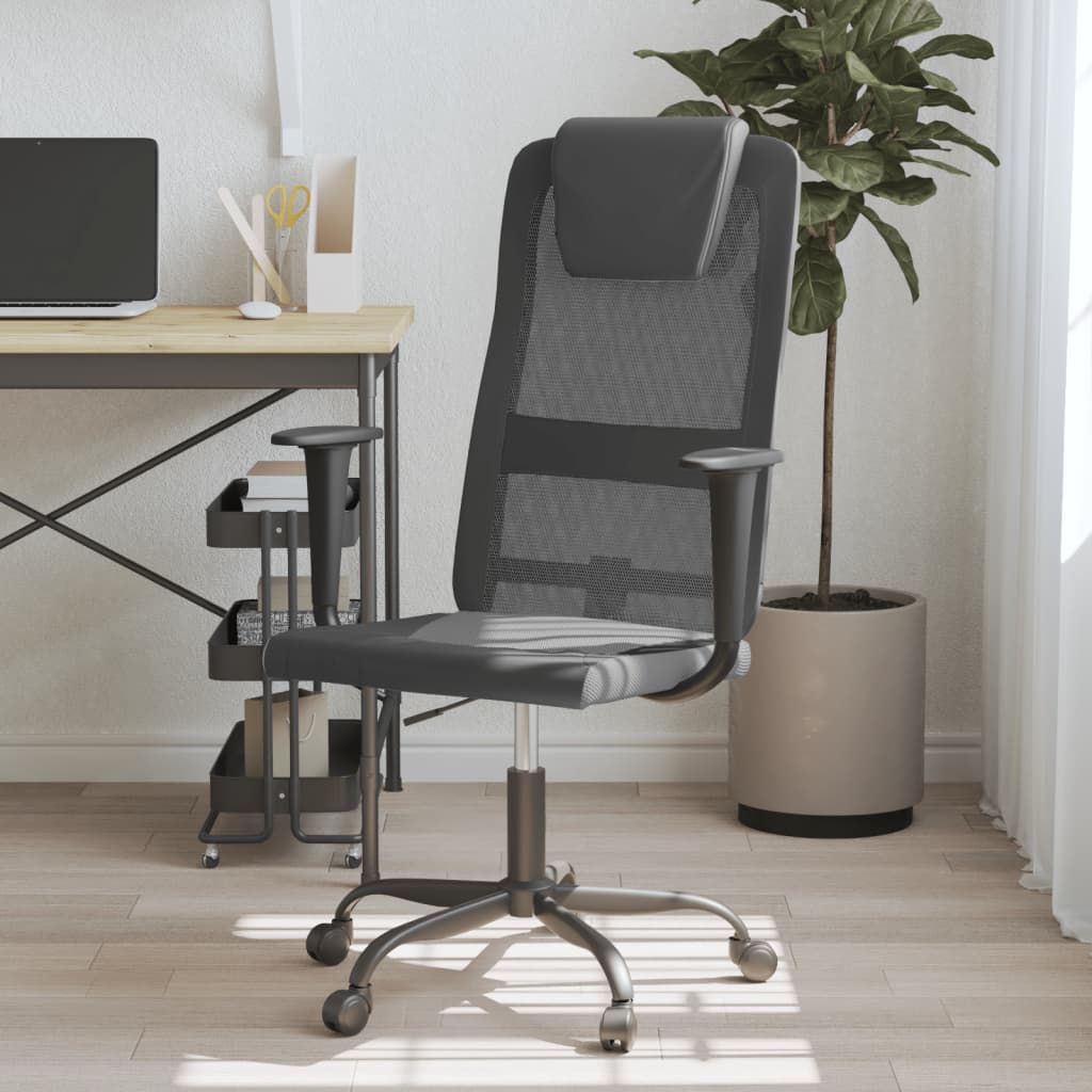 vidaXL Kancelářská židle nastavitelná šedočerná síťovina a umělá kůže