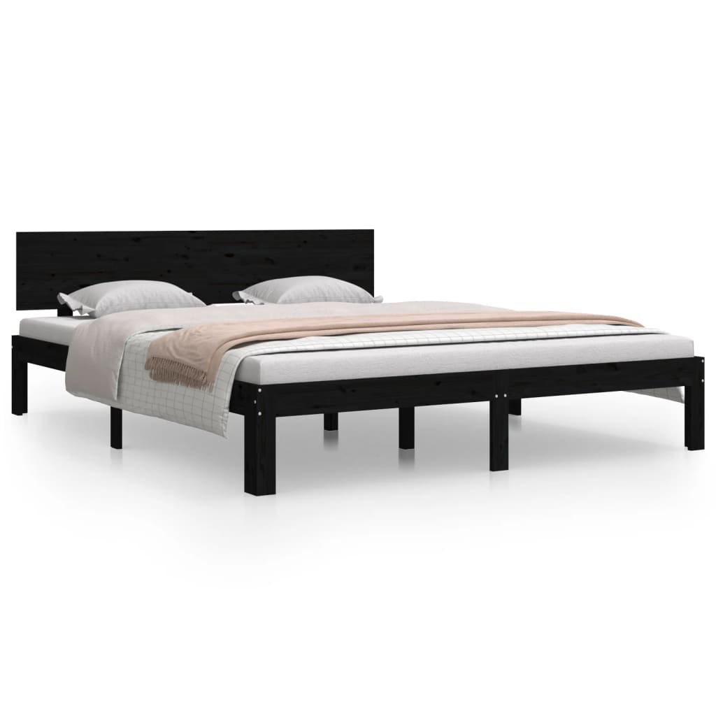 vidaXL Rám postele černý masivní borovice 160 x 200 cm