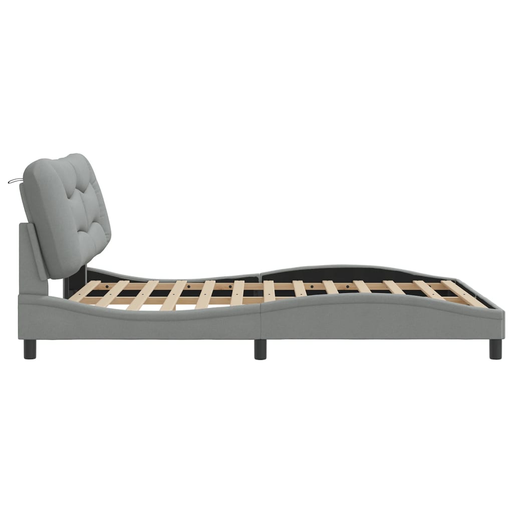 vidaXL Rám postele s čelem světle šedý 160x200 cm textil