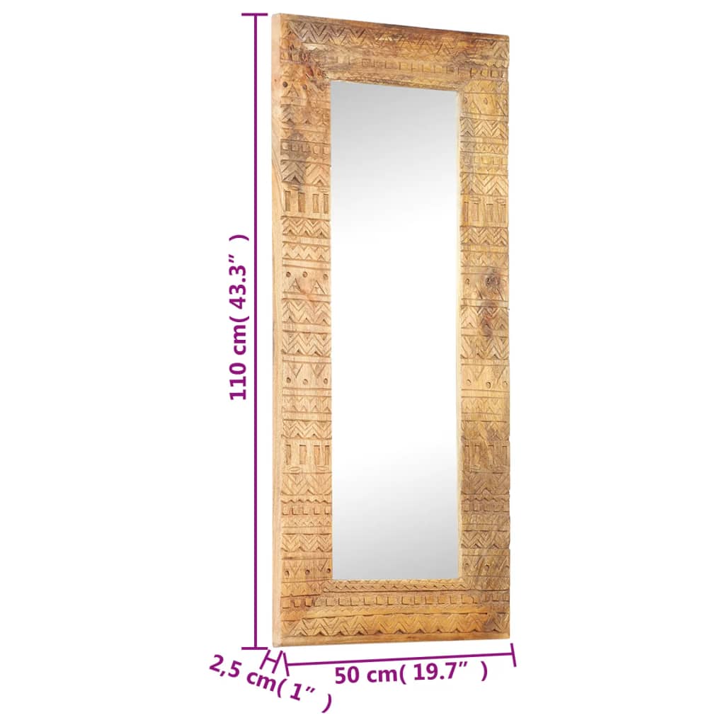 vidaXL Ručně vyřezávané zrcadlo 110 x 50 x 11 cm masivní mangovník