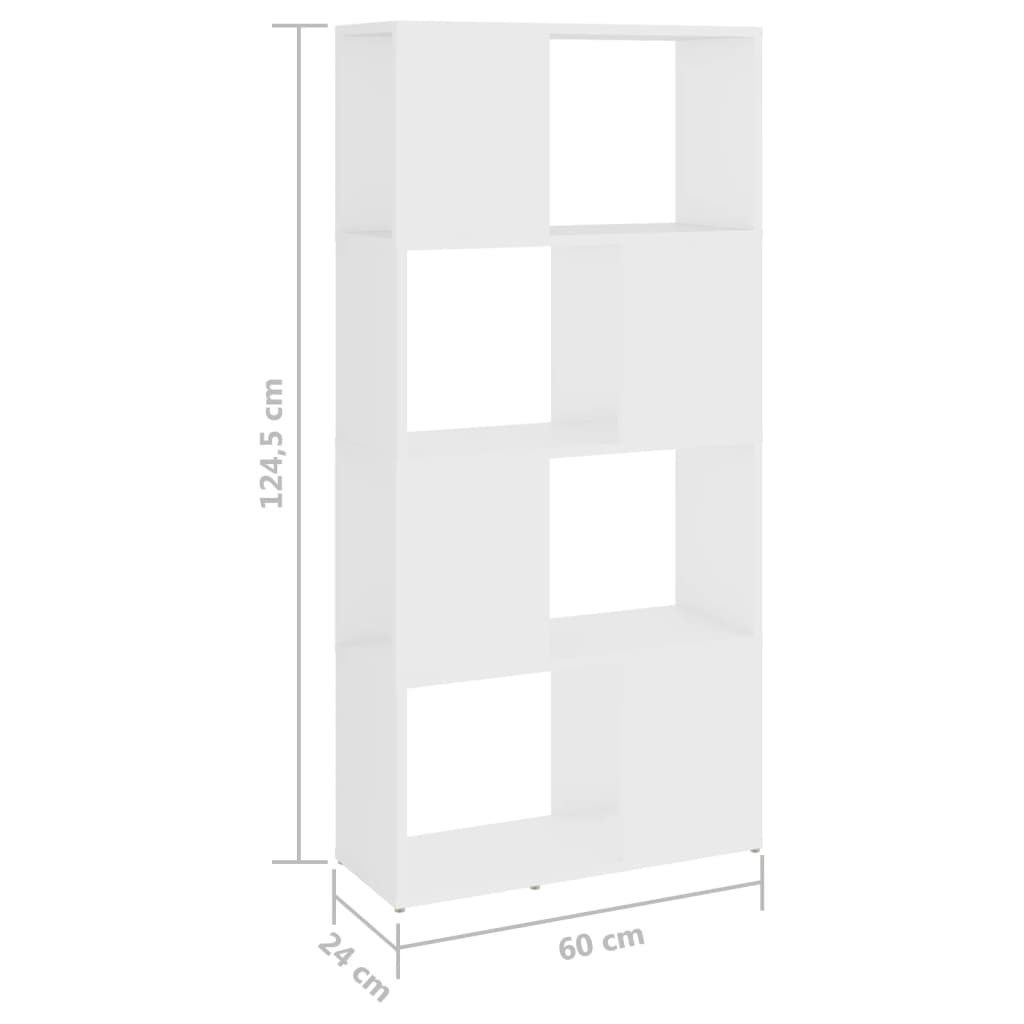 vidaXL Knihovna / dělicí stěna bílá 60 x 24 x 124,5 cm dřevotříska