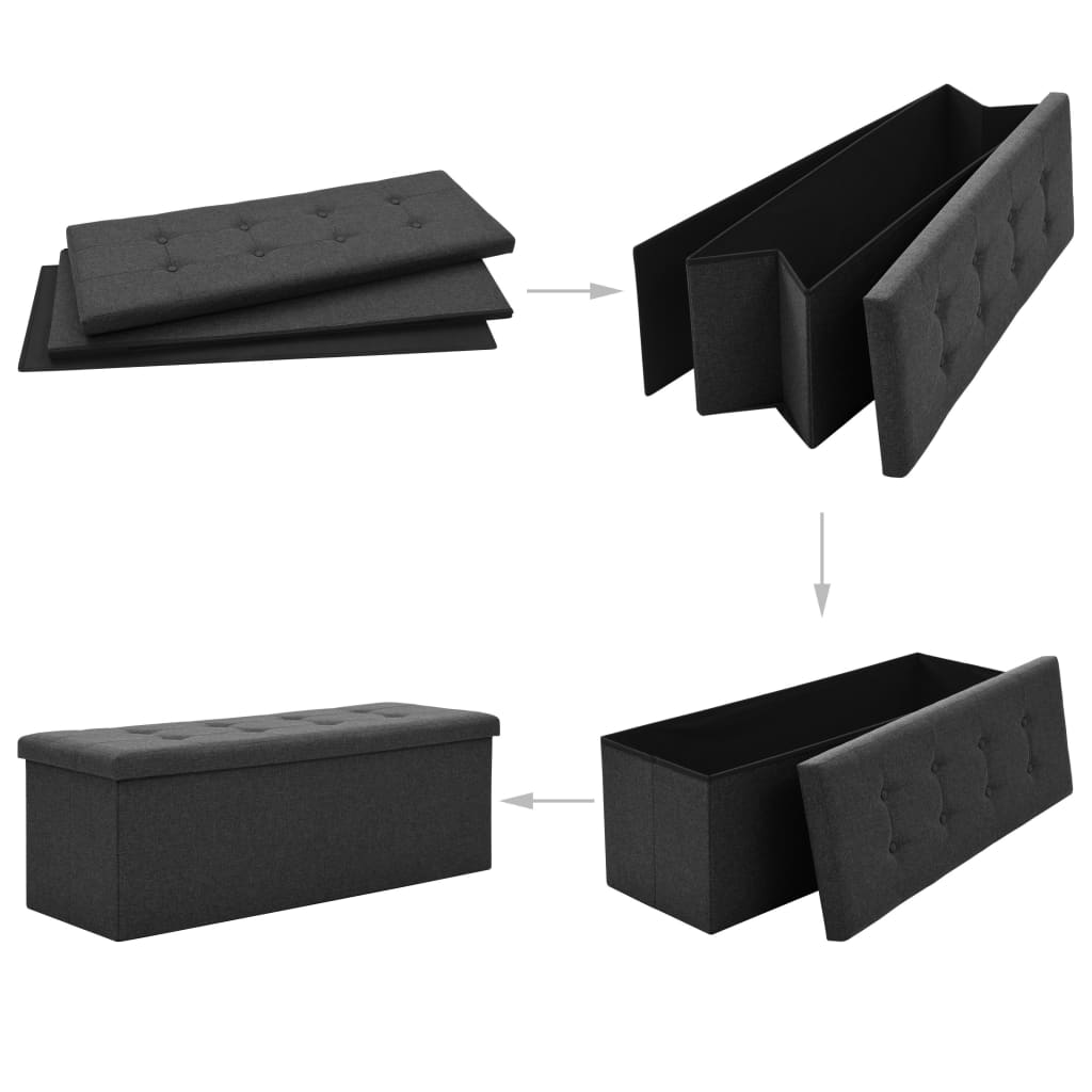 vidaXL Skládací úložná lavice černá umělý len