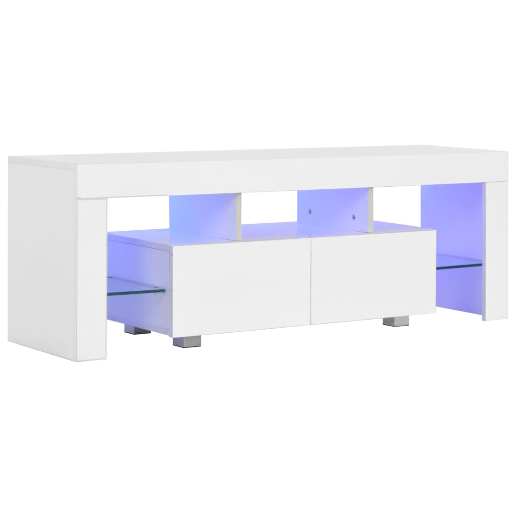 vidaXL TV skříňka s LED osvětlením bílá s vysokým leskem 130x35x45 cm