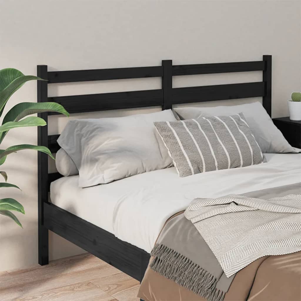 vidaXL Čelo postele černé 126 x 4 x 100 cm masivní borovice