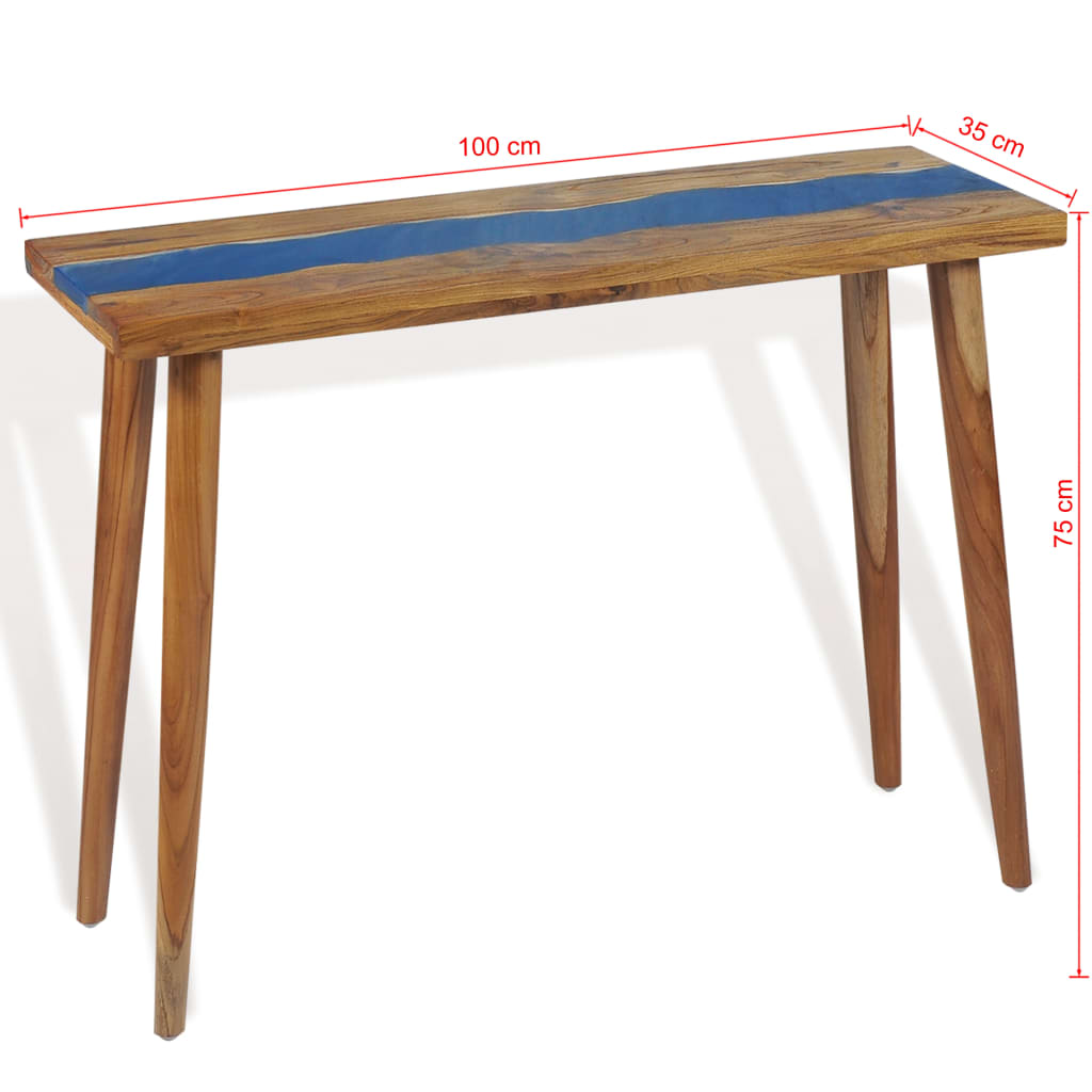 vidaXL Konzolový stolek teak a pryskyřice 100 x 35 x 75 cm