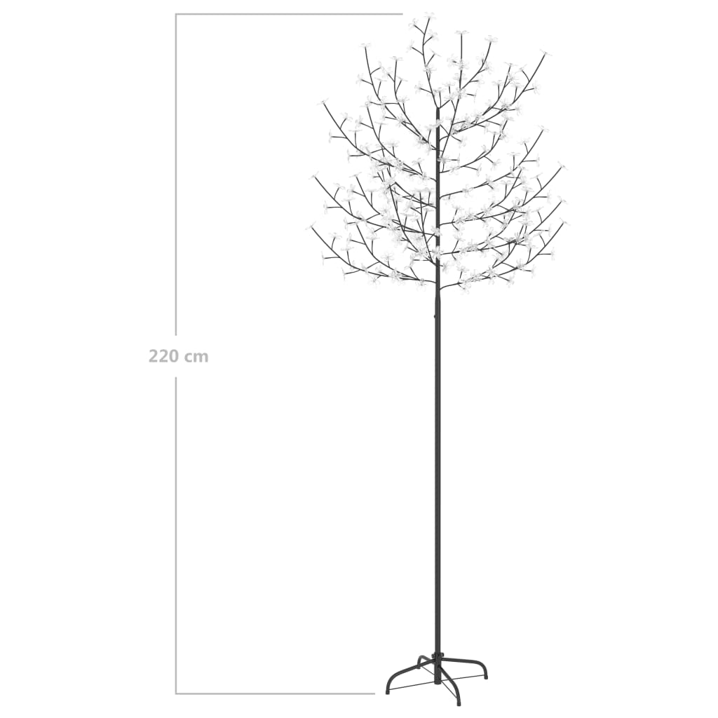 vidaXL Vánoční strom 220 LED teplé bílé světlo třešňový květ 220 cm