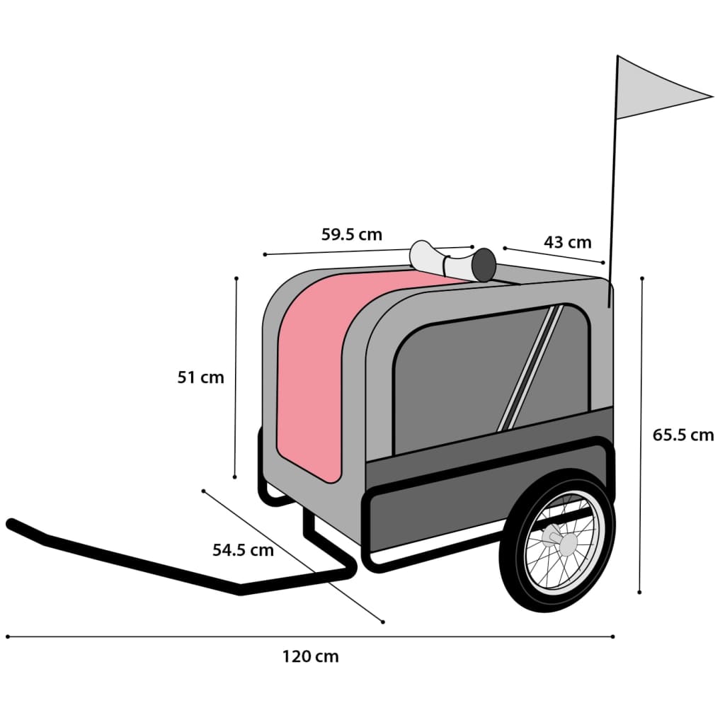 FLAMINGO Vozík za kolo pro psa Romero červený 59,5 x 43 x 51 cm