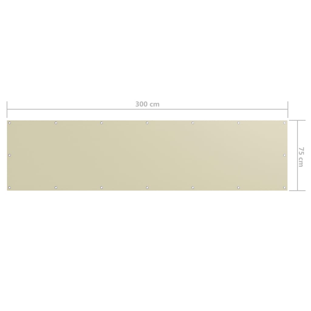 vidaXL Balkónová zástěna krémová 75 x 300 cm oxfordská látka
