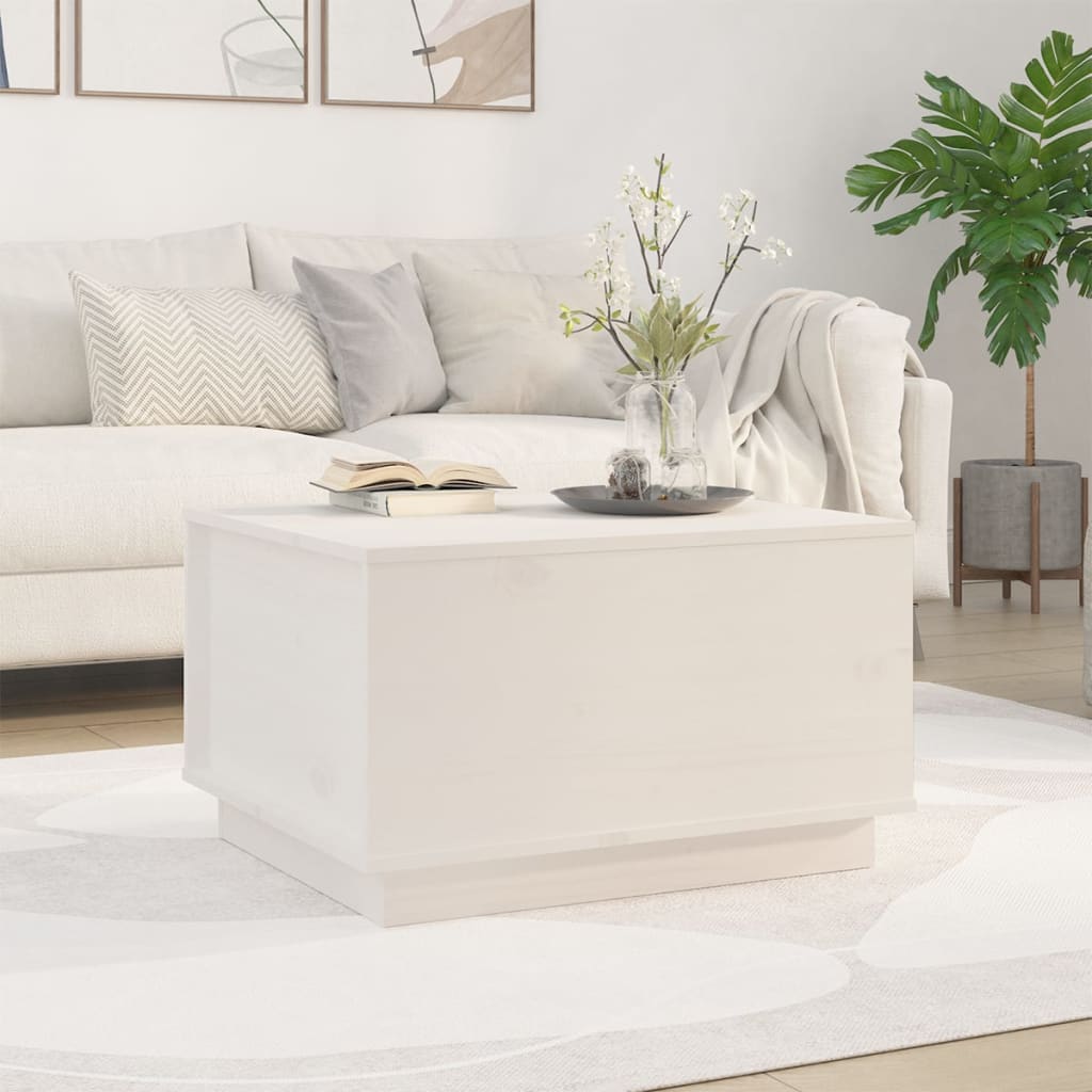 vidaXL Konferenční stolek bílý 60 x 50 x 35 cm masivní borové dřevo
