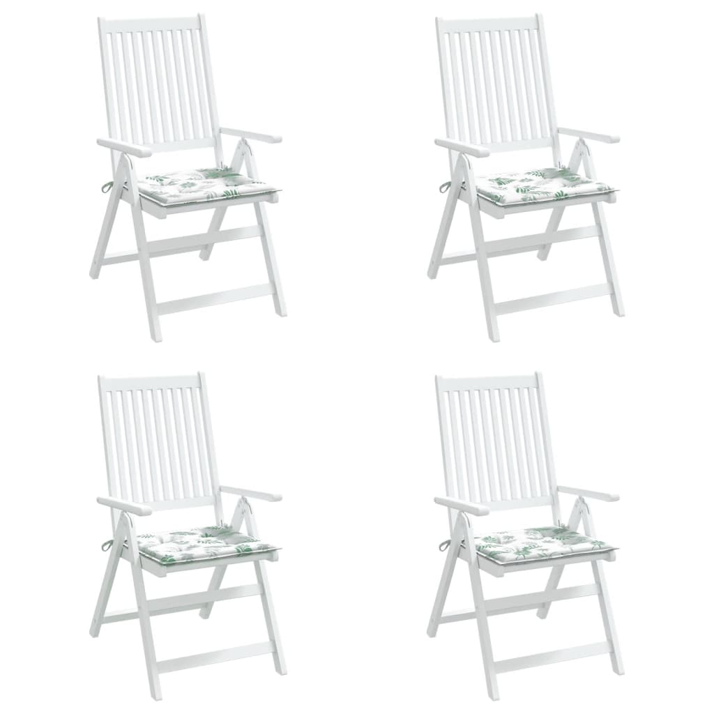 vidaXL Podušky na židli 4 ks vzor listů 50 x 50 x 3 cm textil
