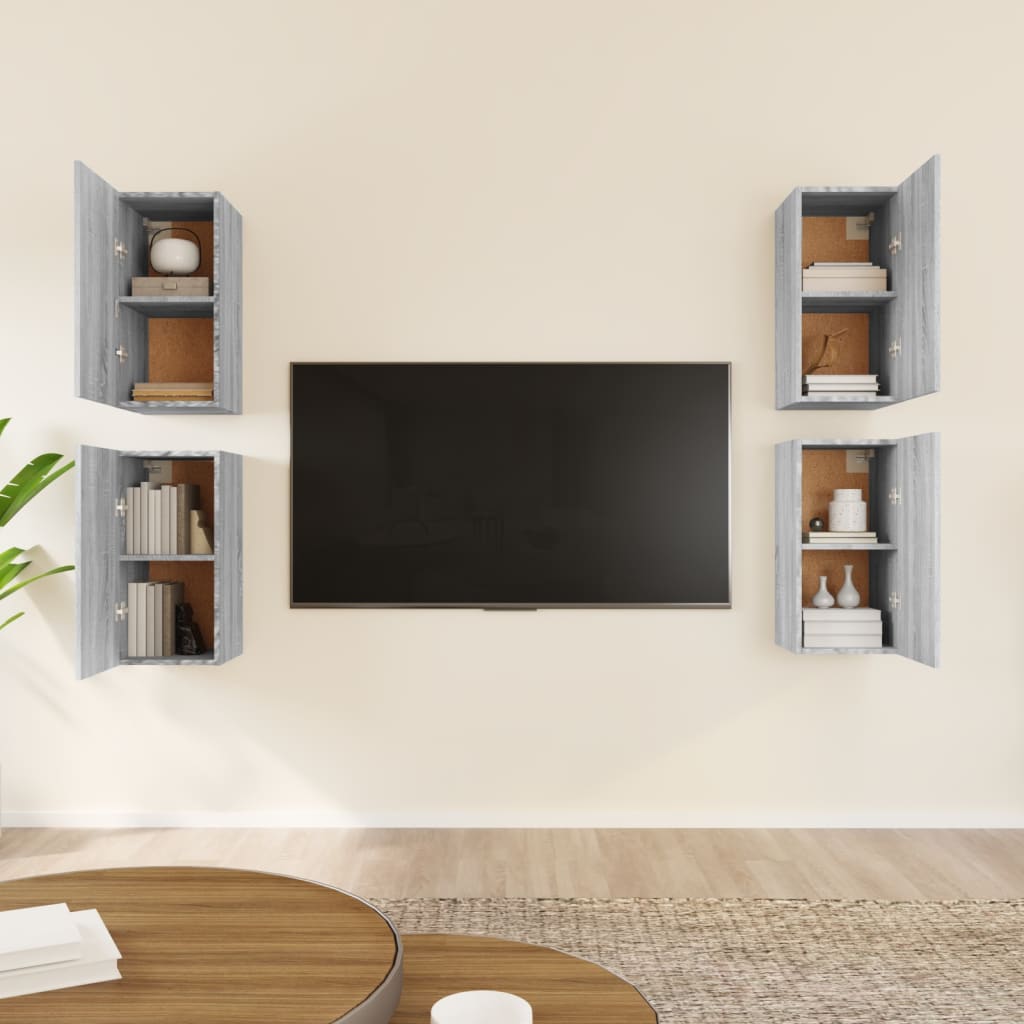 vidaXL TV skříňky 4 ks šedé sonoma 30,5 x 30 x 60 cm kompozitní dřevo
