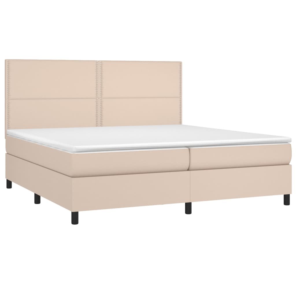 vidaXL Box spring postel s matrací cappuccino 200 x 200 cm umělá kůže