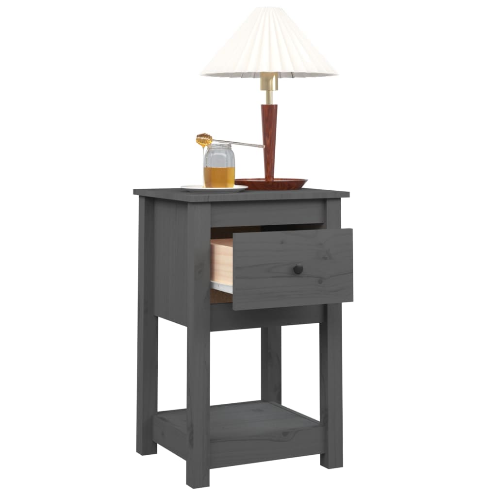 vidaXL Noční stolek šedý 40 x 35 x 61,5 cm masivní borové dřevo